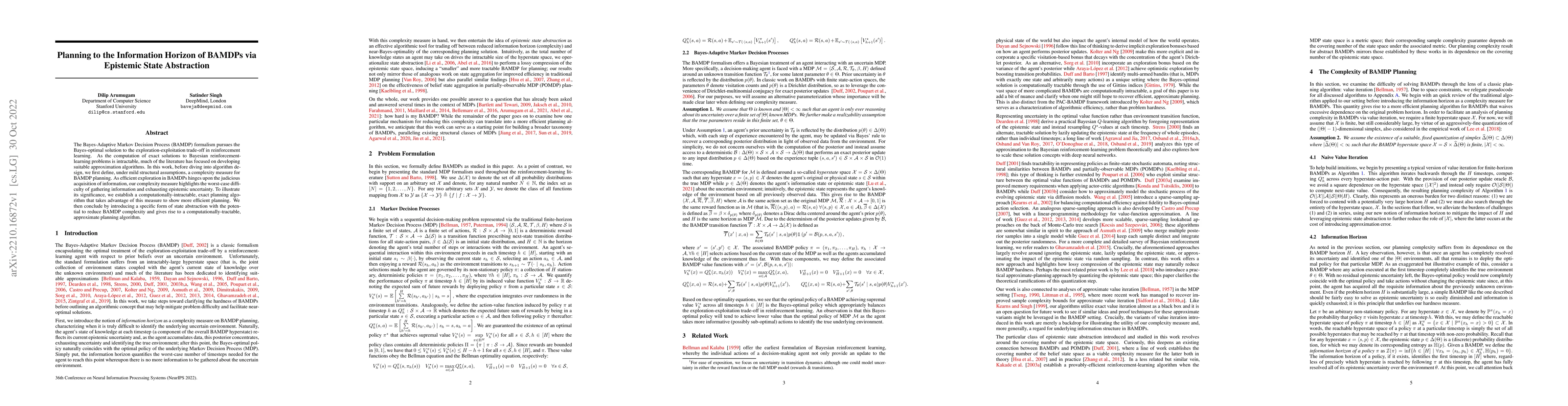 Thumbnail for Planning to the Information Horizon of BAMDPs via Epistemic State
  Abstraction