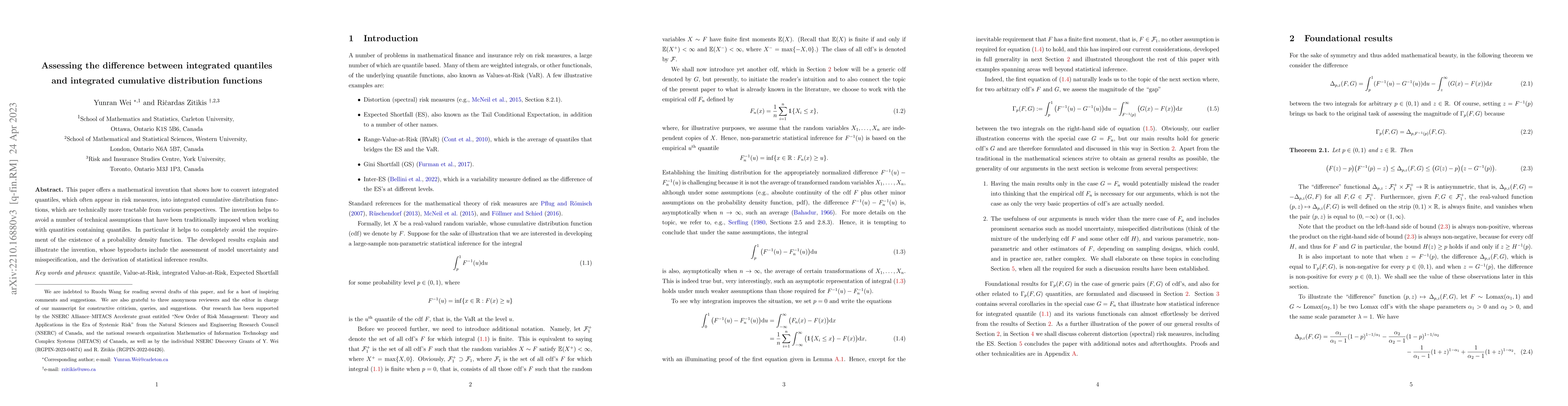 Thumbnail for Assessing the difference between integrated quantiles and integrated
  cumulative distribution functions