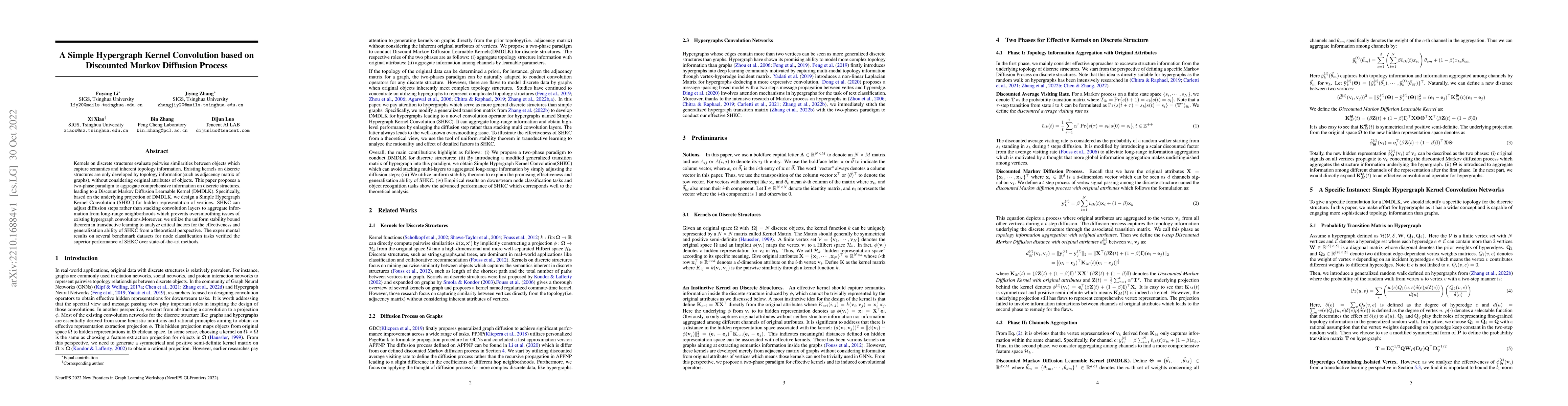 Thumbnail for A Simple Hypergraph Kernel Convolution based on Discounted Markov
  Diffusion Process