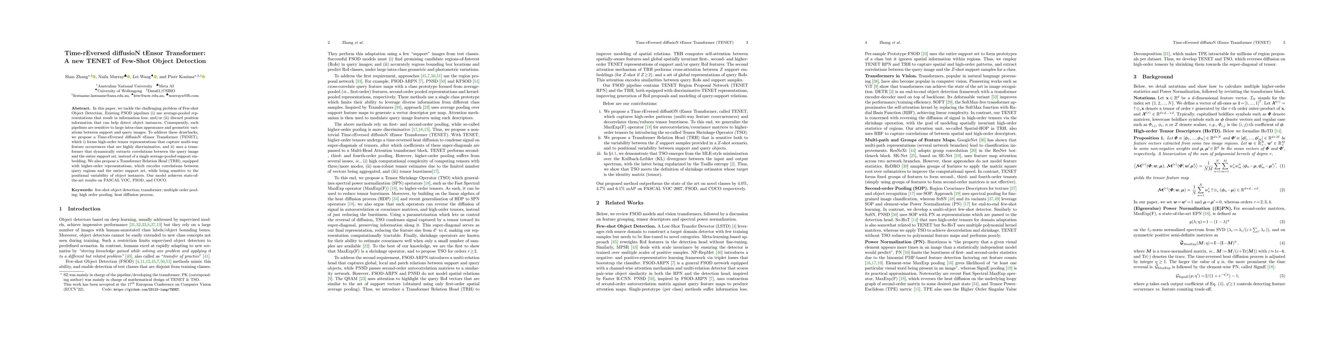 Thumbnail for Time-rEversed diffusioN tEnsor Transformer: A new TENET of Few-Shot
  Object Detection