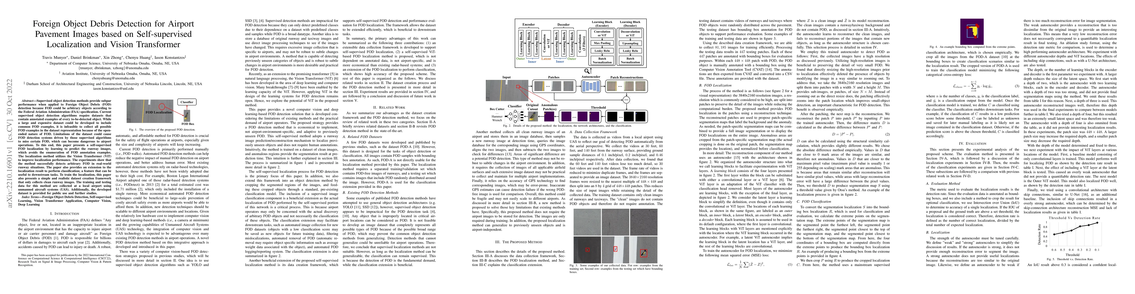 Thumbnail for Foreign Object Debris Detection for Airport Pavement Images based on
  Self-supervised Localization and Vision Transformer