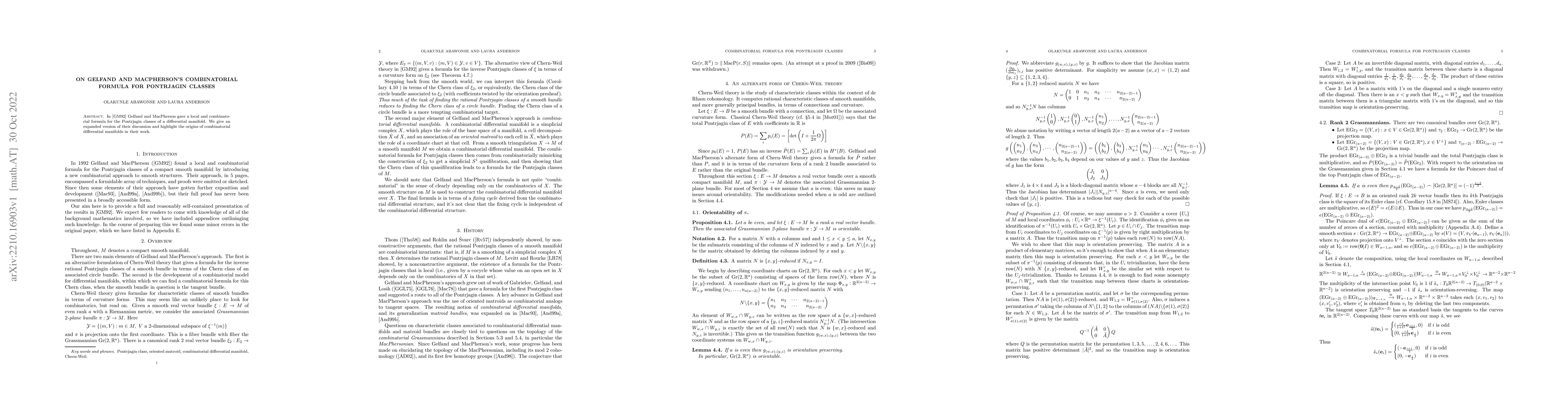 Thumbnail for On Gelfand and MacPherson's combinatorial formula for Pontrjagin classes