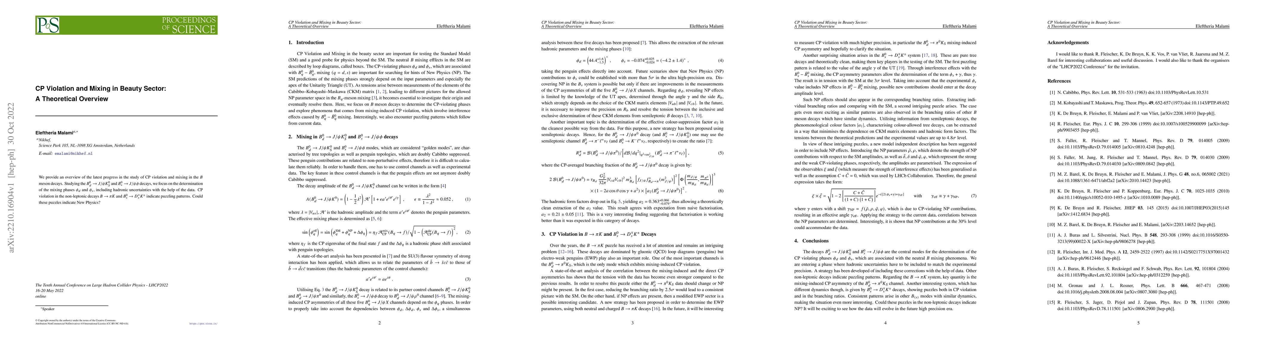 Thumbnail for CP Violation and Mixing in Beauty Sector: A Theoretical Overview
