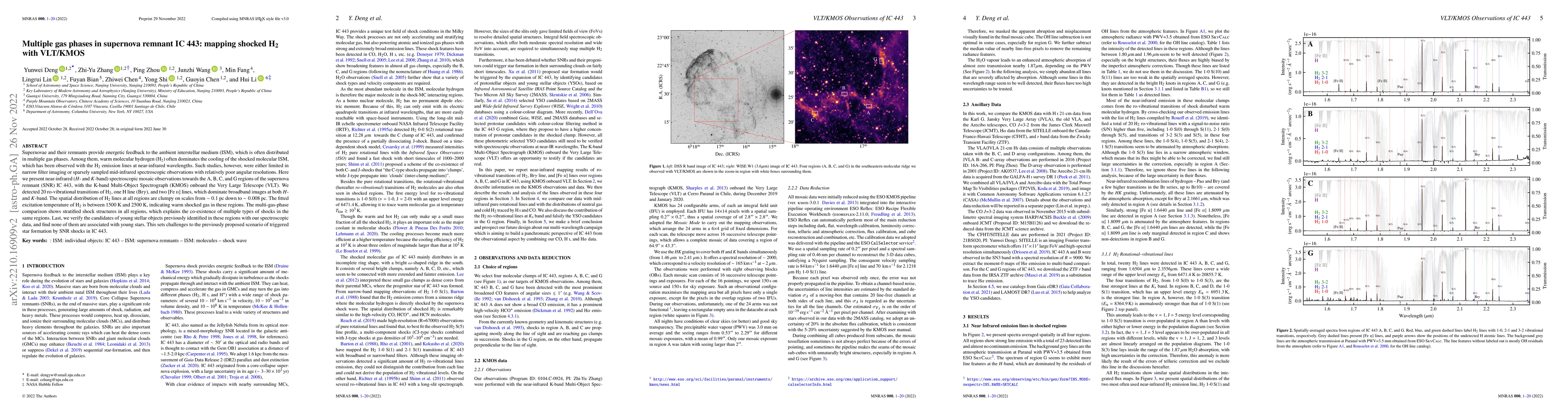 Thumbnail for Multiple gas phases in supernova remnant IC 443: mapping shocked H$_2$
  with VLT/KMOS