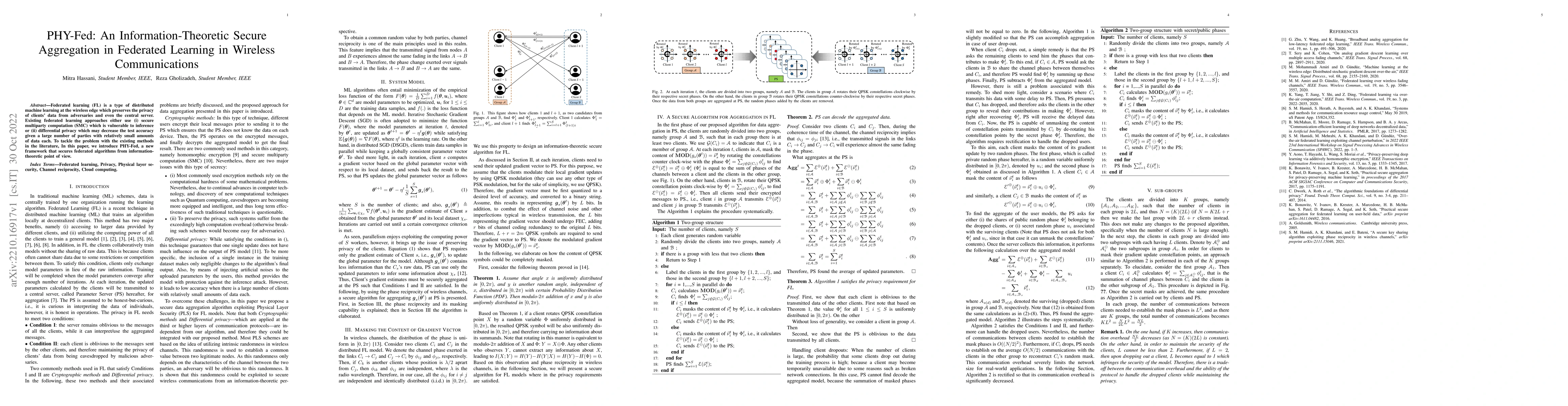 Thumbnail for PHY-Fed: An Information-Theoretic Secure Aggregation in Federated
  Learning in Wireless Communications
