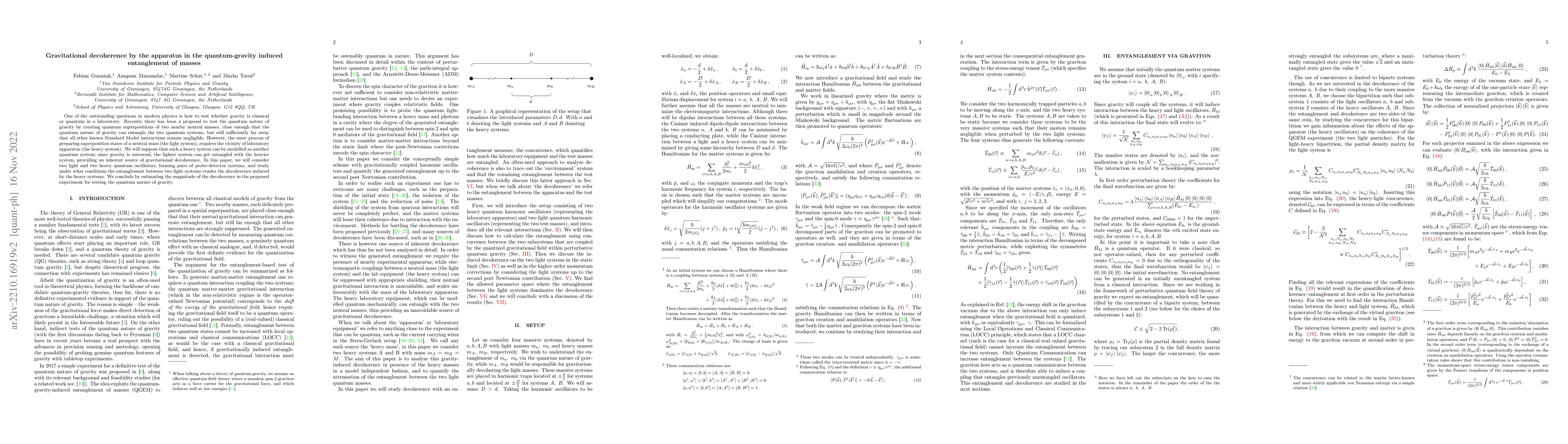 Thumbnail for Gravitational decoherence by the apparatus in the quantum-gravity
  induced entanglement of masses