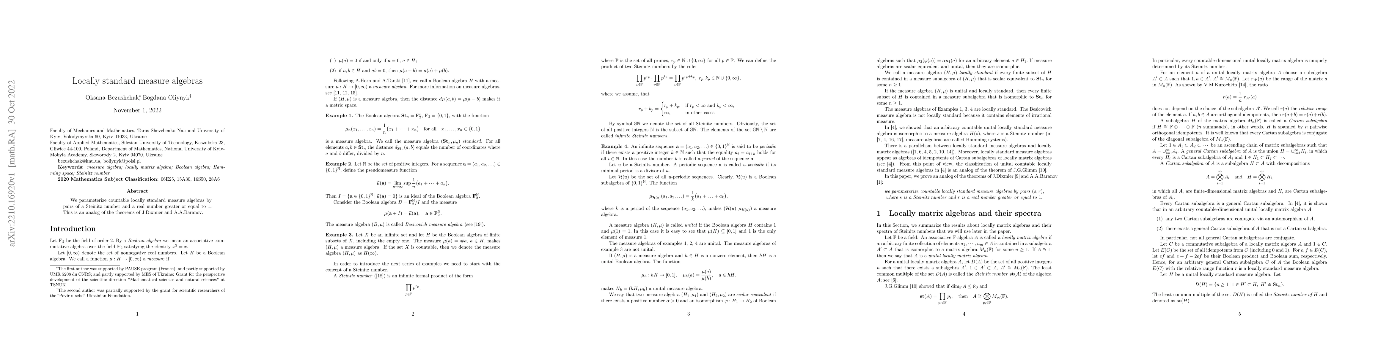 Thumbnail for Locally standard measure algebras