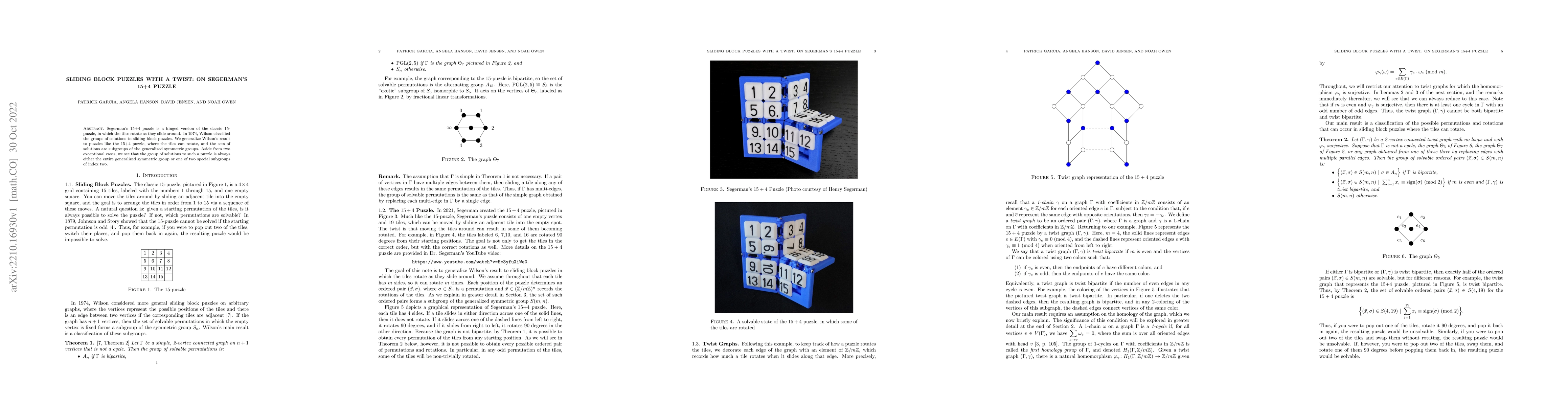 Thumbnail for Sliding Block Puzzles with a Twist: On Segerman's 15+4 Puzzle