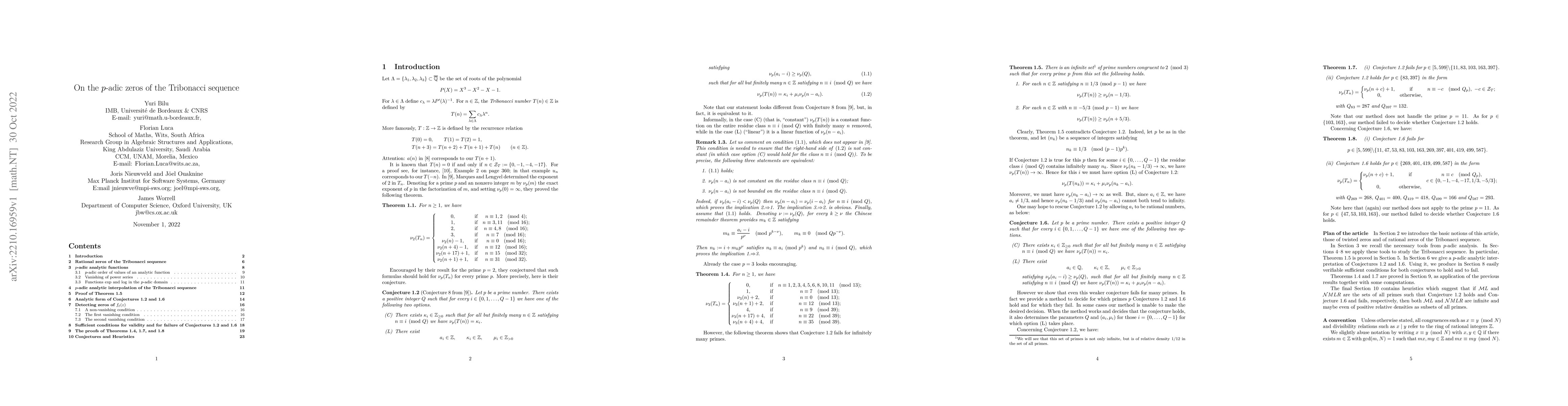 Thumbnail for On the $p$-adic zeros of the Tribonacci sequence