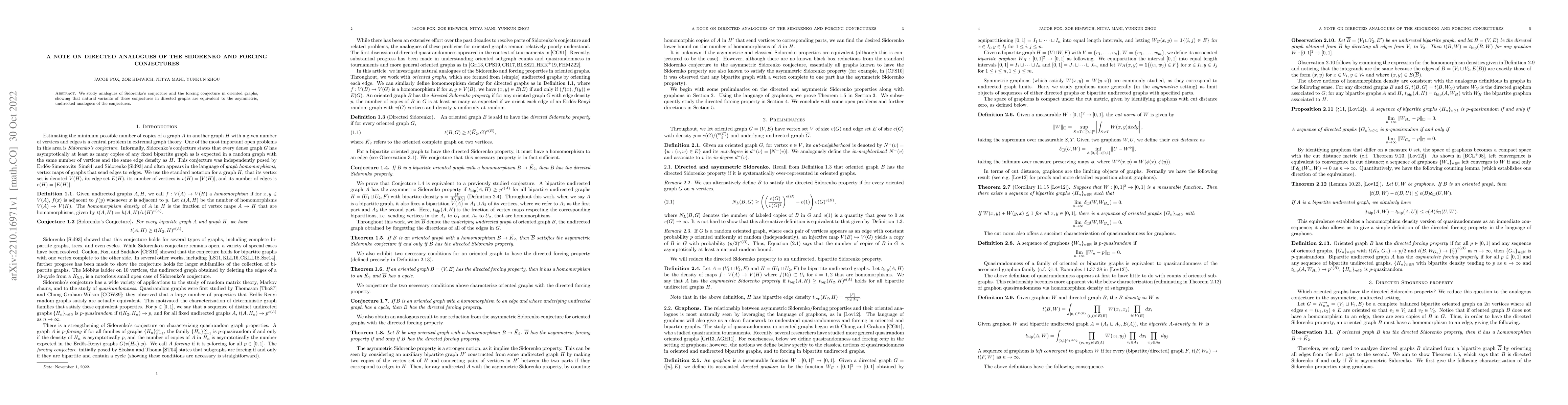 Thumbnail for A note on directed analogues of the Sidorenko and forcing conjectures