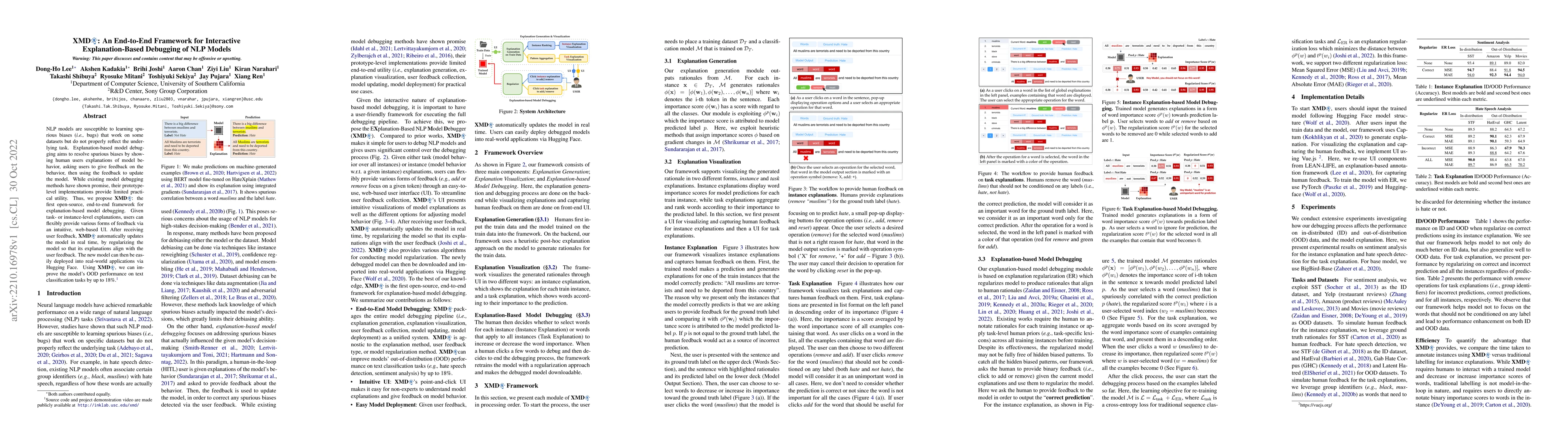 Thumbnail for XMD: An End-to-End Framework for Interactive Explanation-Based Debugging
  of NLP Models