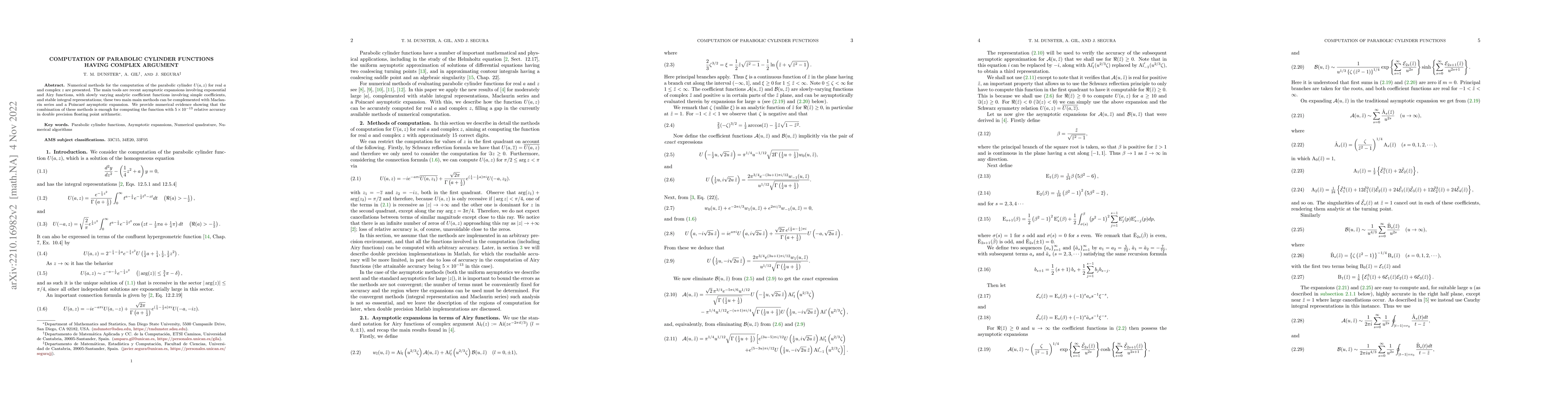 Thumbnail for Computation of parabolic cylinder functions having complex argument