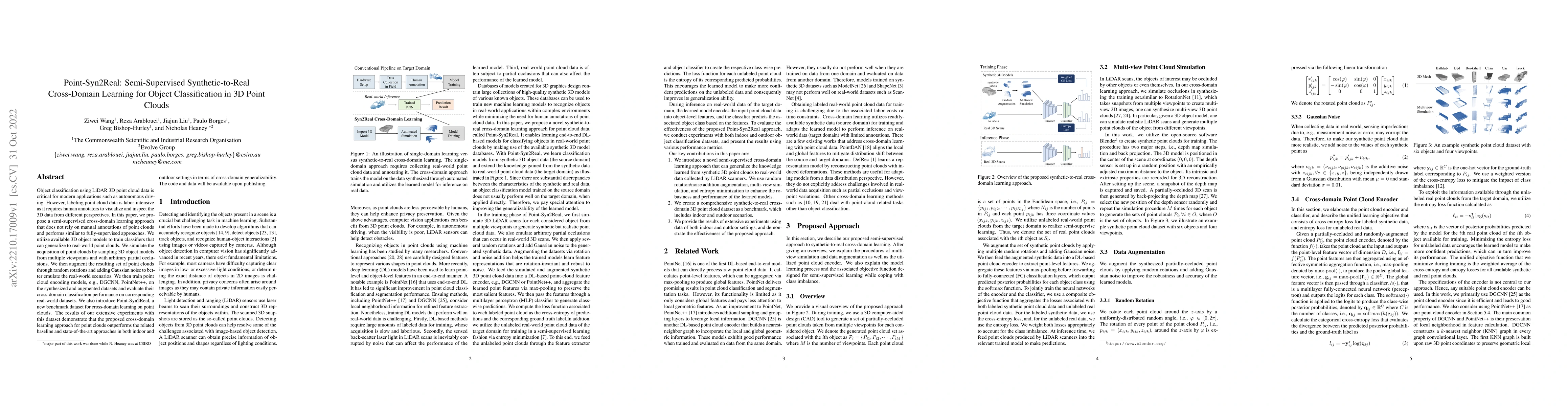 Thumbnail for Point-Syn2Real: Semi-Supervised Synthetic-to-Real Cross-Domain Learning
  for Object Classification in 3D Point Clouds