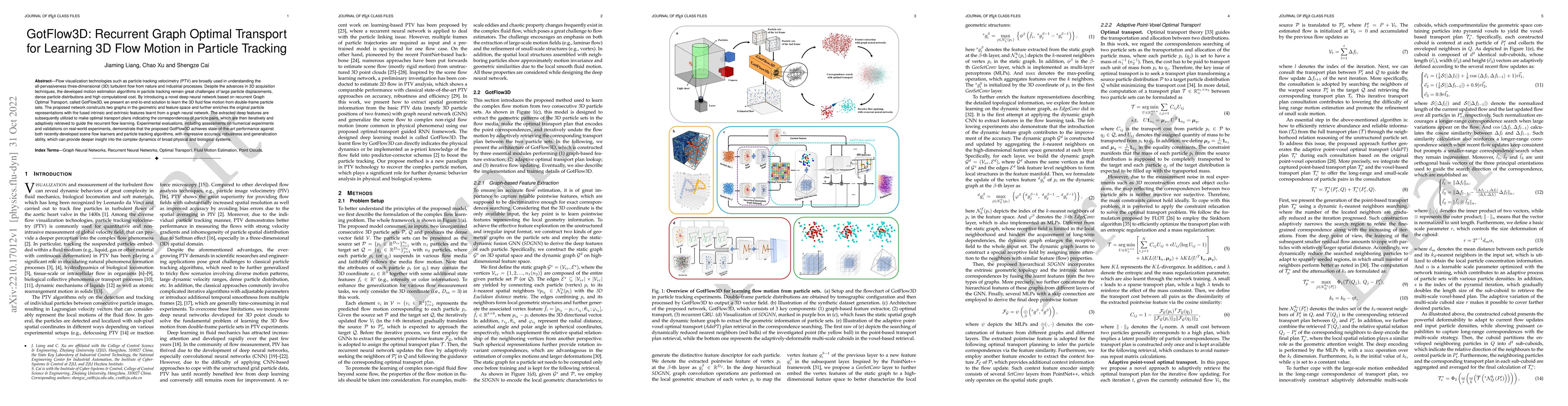 Thumbnail for GotFlow3D: Recurrent Graph Optimal Transport for Learning 3D Flow Motion
  in Particle Tracking