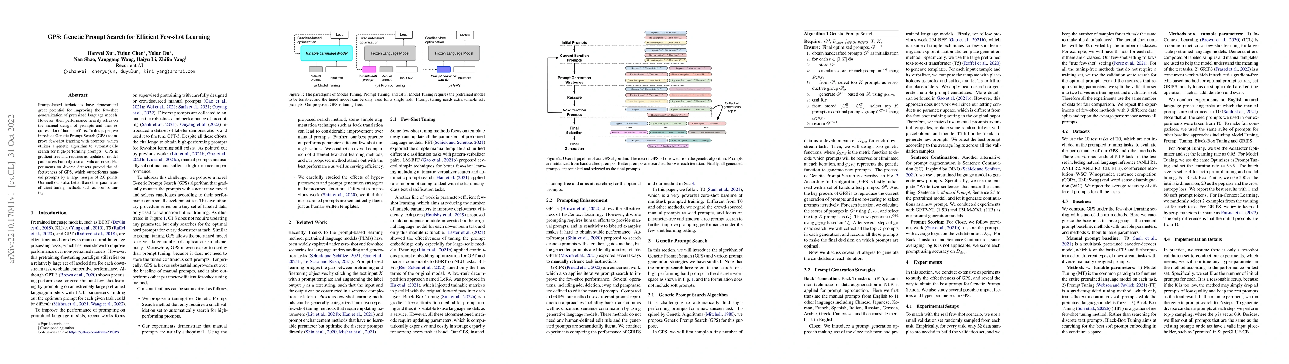 Thumbnail for GPS: Genetic Prompt Search for Efficient Few-shot Learning