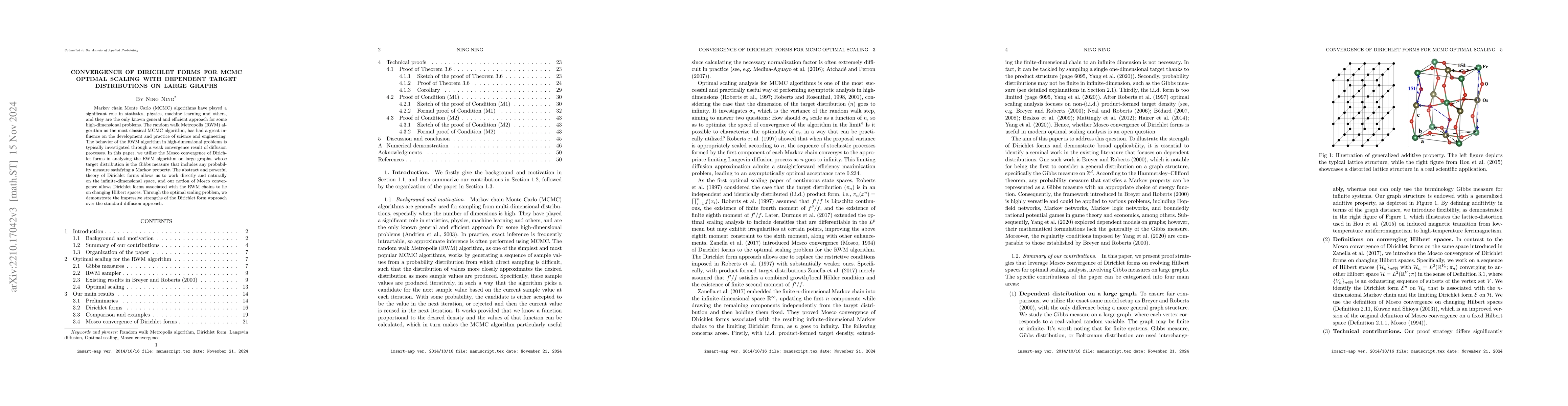 Thumbnail for Convergence of Dirichlet Forms for MCMC Optimal Scaling with Dependent
  Target Distributions on Large Graphs