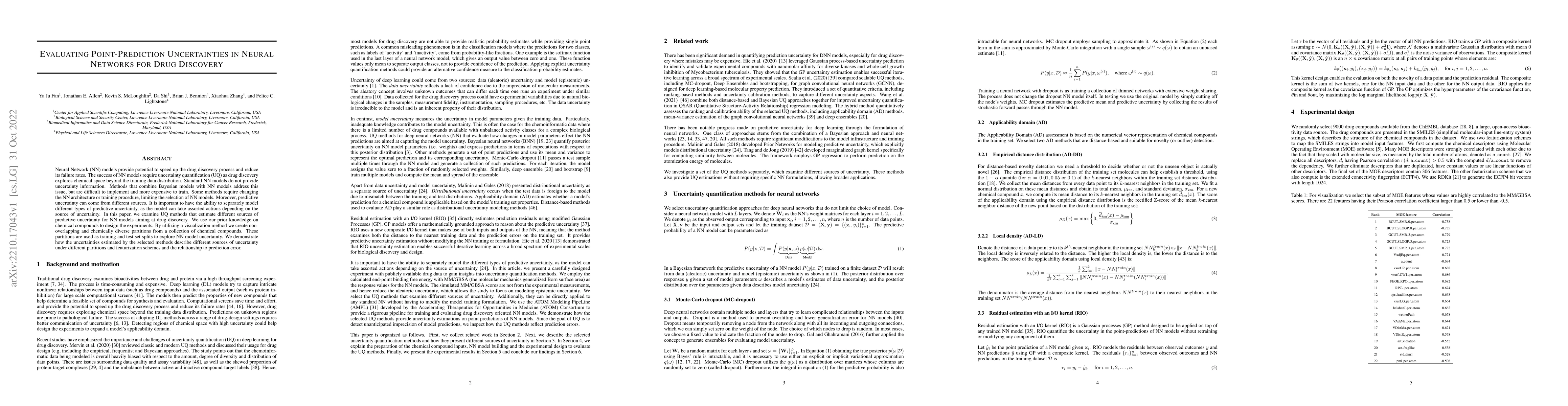 Thumbnail for Evaluating Point-Prediction Uncertainties in Neural Networks for Drug
  Discovery