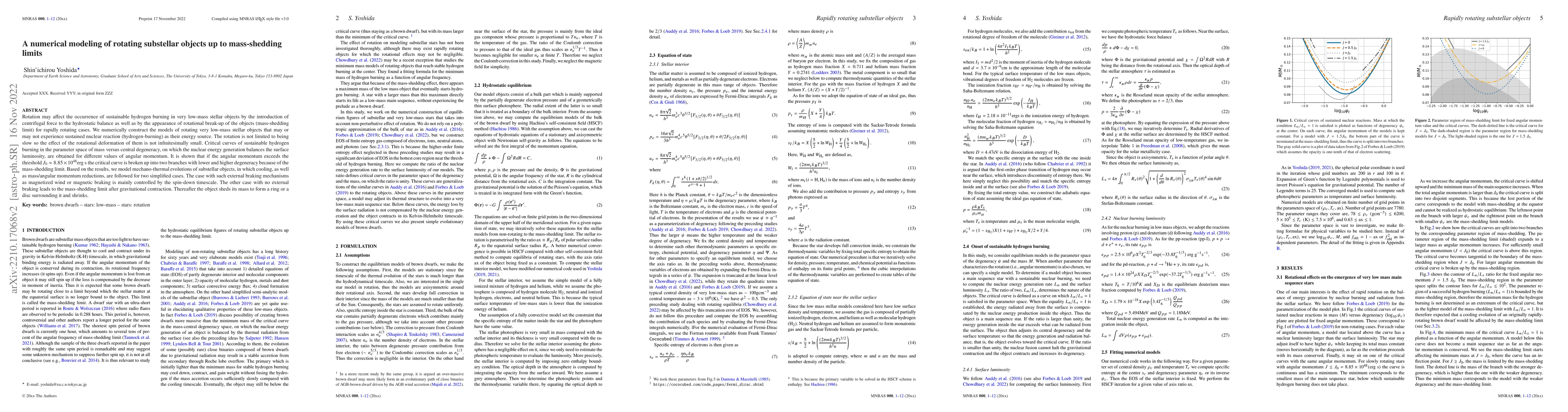 Thumbnail for A numerical modeling of rotating substellar objects up to mass-shedding
  limits