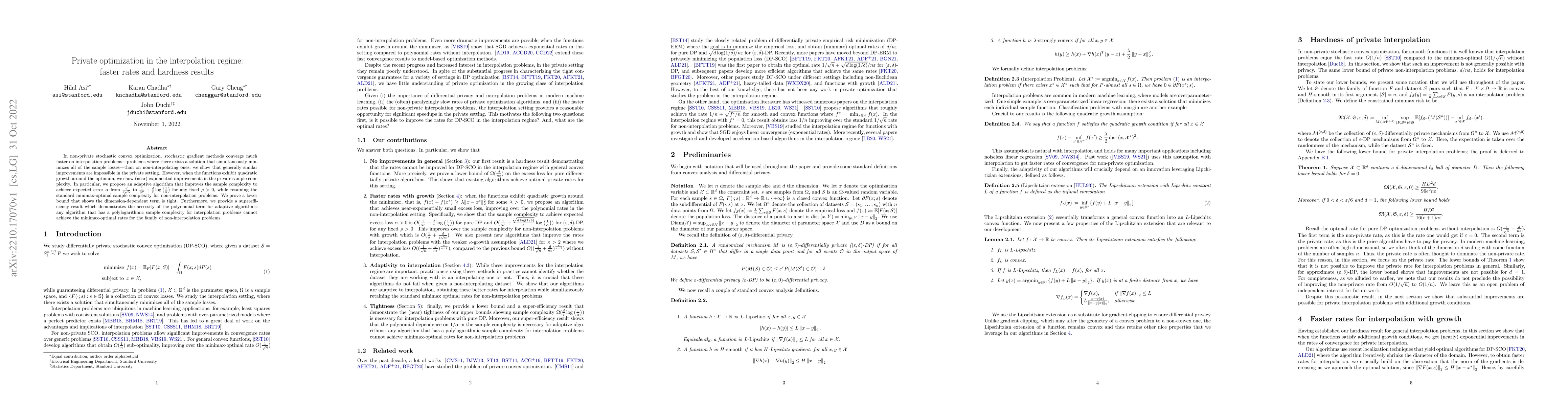 Thumbnail for Private optimization in the interpolation regime: faster rates and
  hardness results