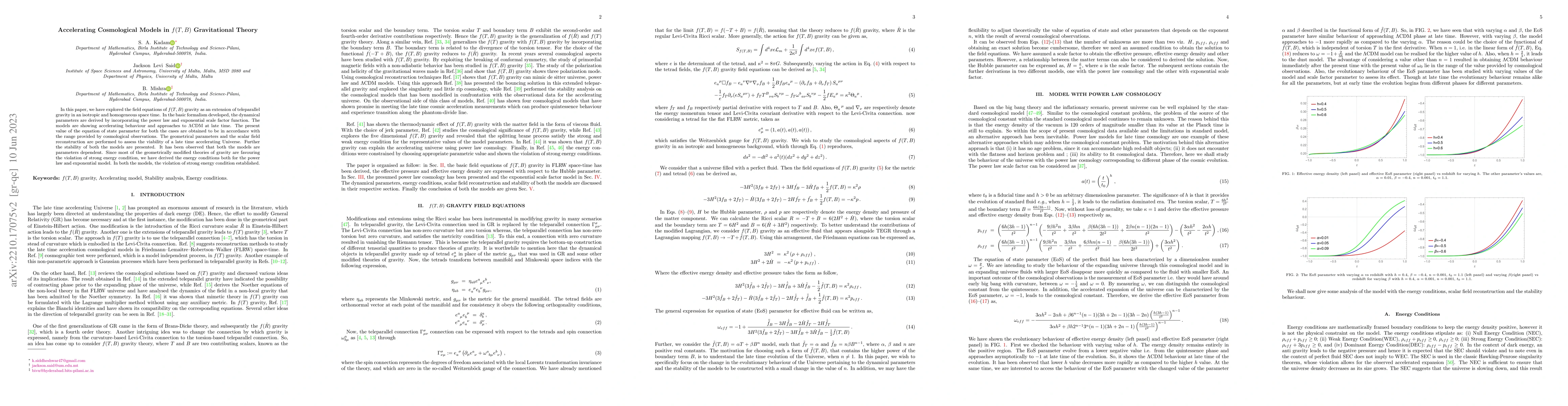 Thumbnail for Accelerating Cosmological Models in $f(T, B)$ Gravitational Theory