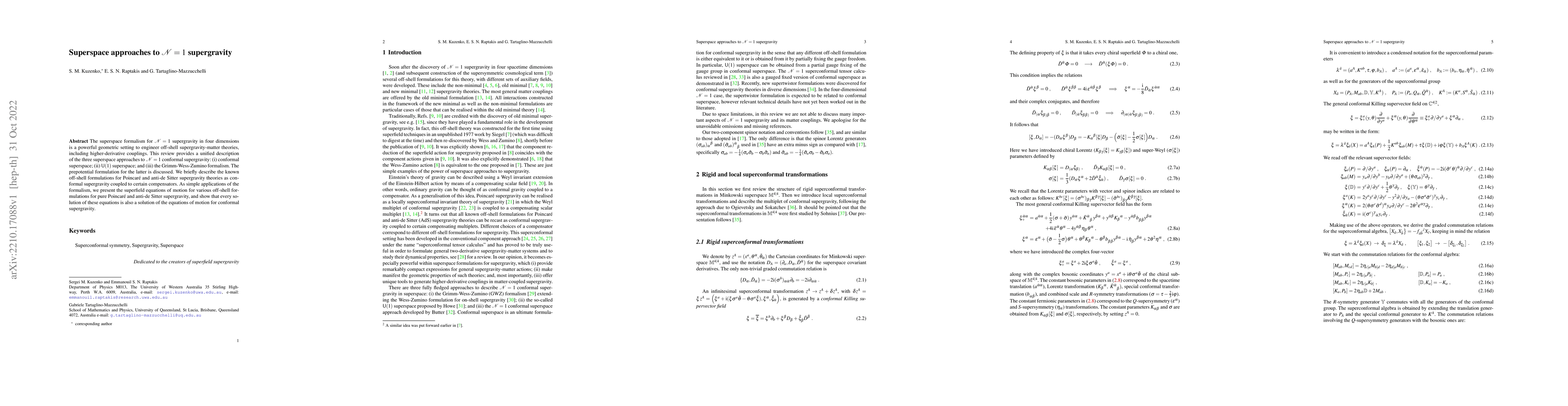Thumbnail for Superspace approaches to $\mathcal{N}=1$ supergravity