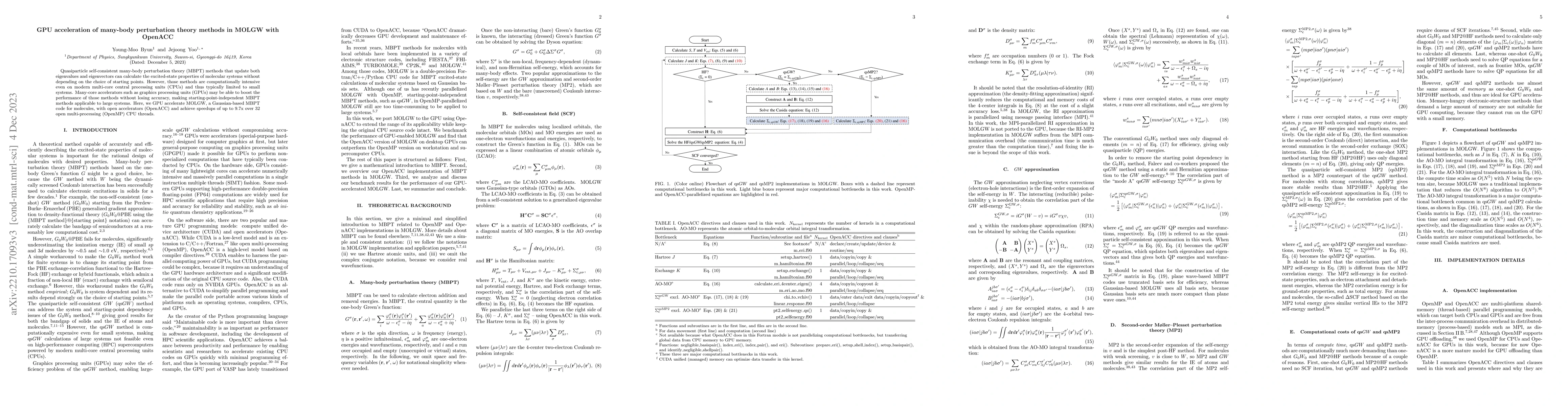 Thumbnail for GPU acceleration of many-body perturbation theory methods in MOLGW with
  OpenACC