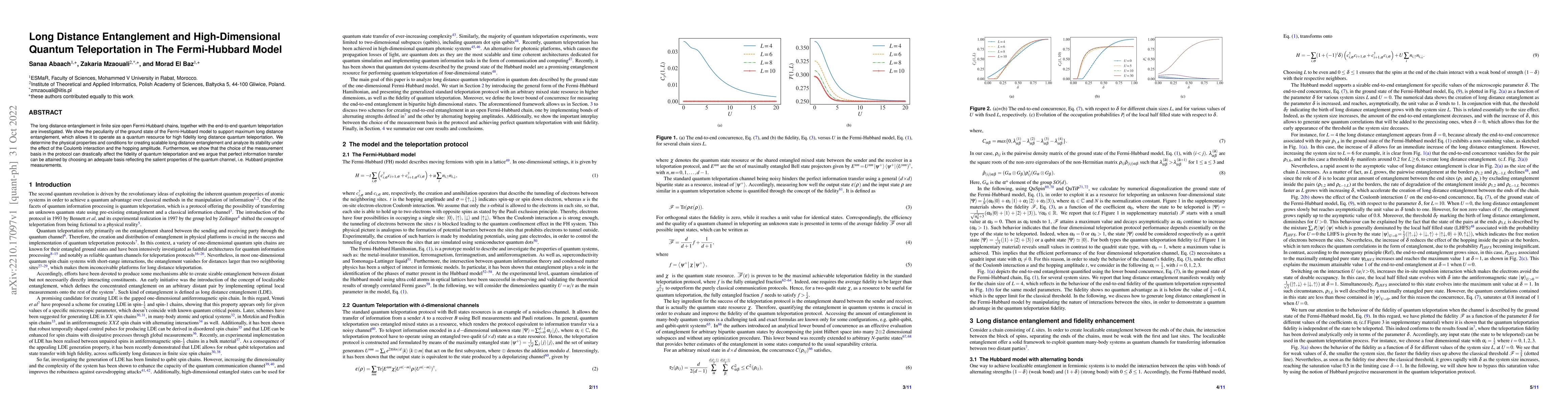 Thumbnail for Long Distance Entanglement and High-Dimensional Quantum Teleportation in
  The Fermi-Hubbard Model