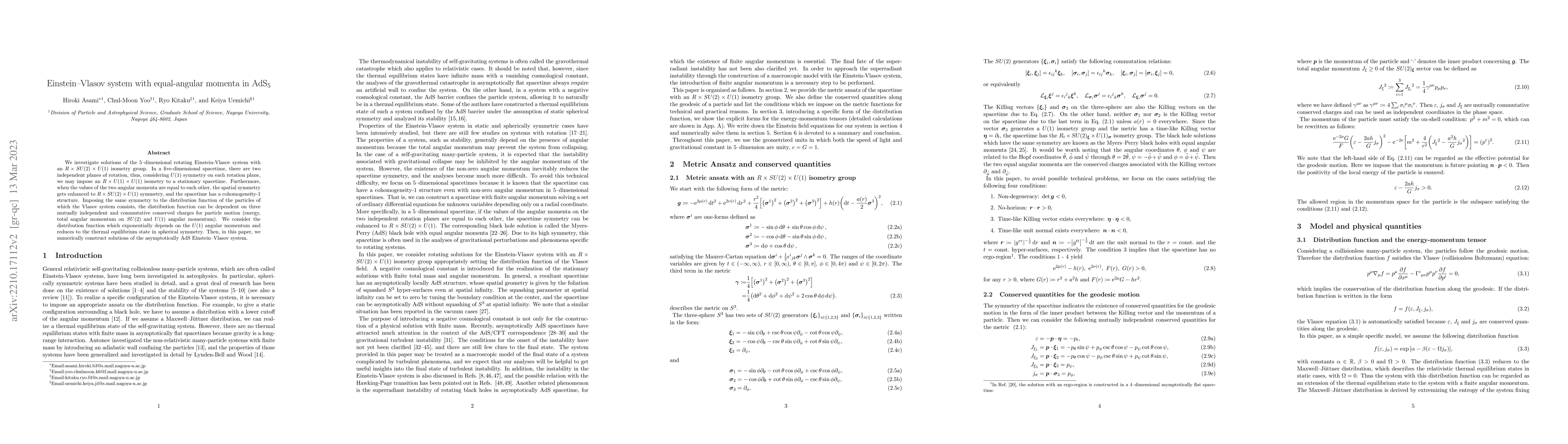 Thumbnail for Einstein-Vlasov system with equal-angular momenta in $\text{AdS}_5$