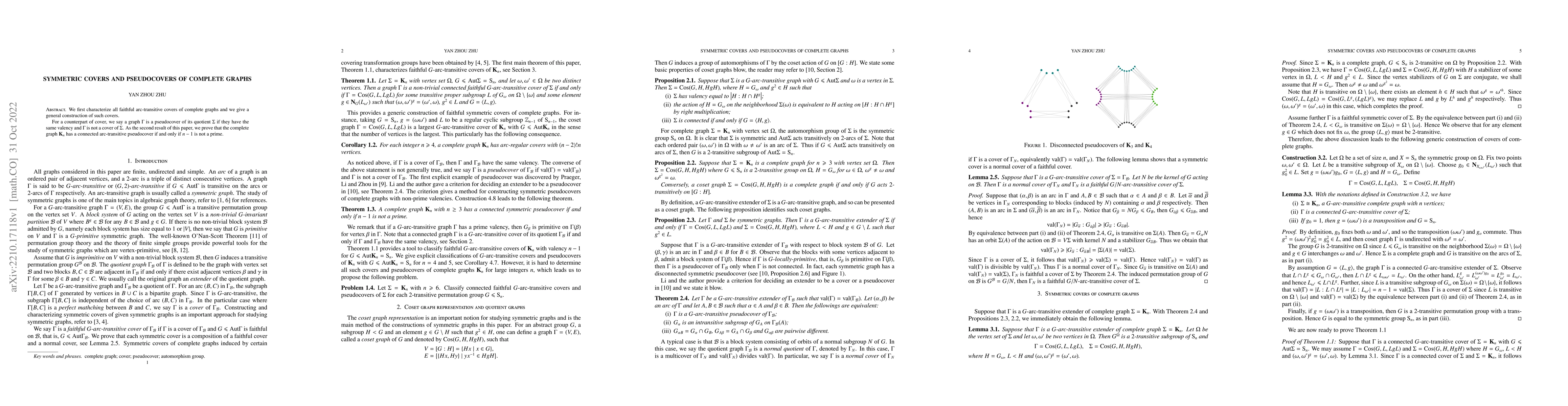 Thumbnail for Symmetric Covers and Pseudocovers of Complete Graphs