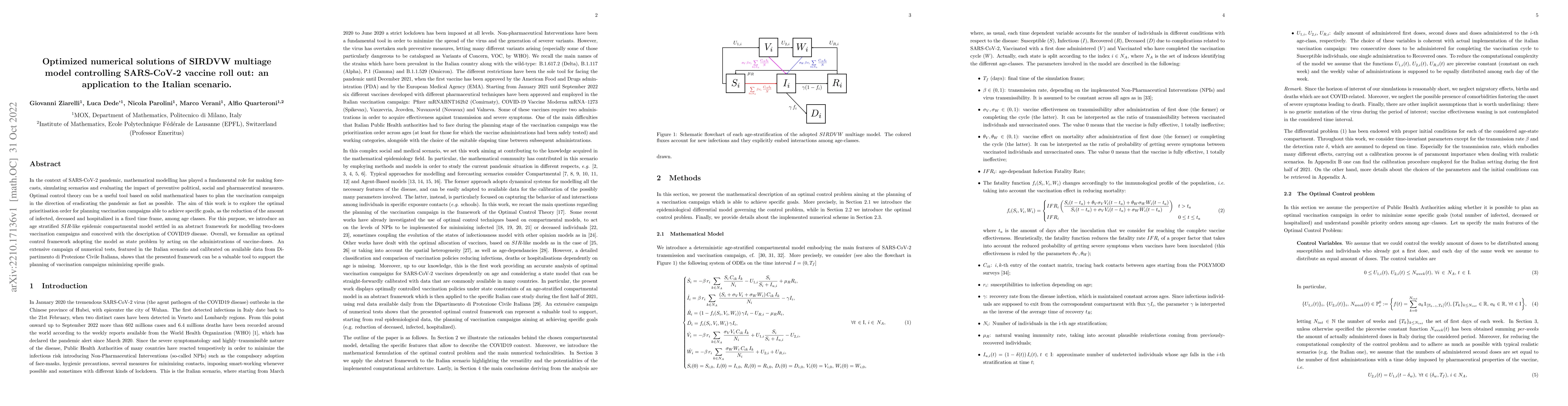 Thumbnail for Optimized numerical solutions of SIRDVW multiage model controlling
  SARS-CoV-2 vaccine roll out: an application to the Italian scenario