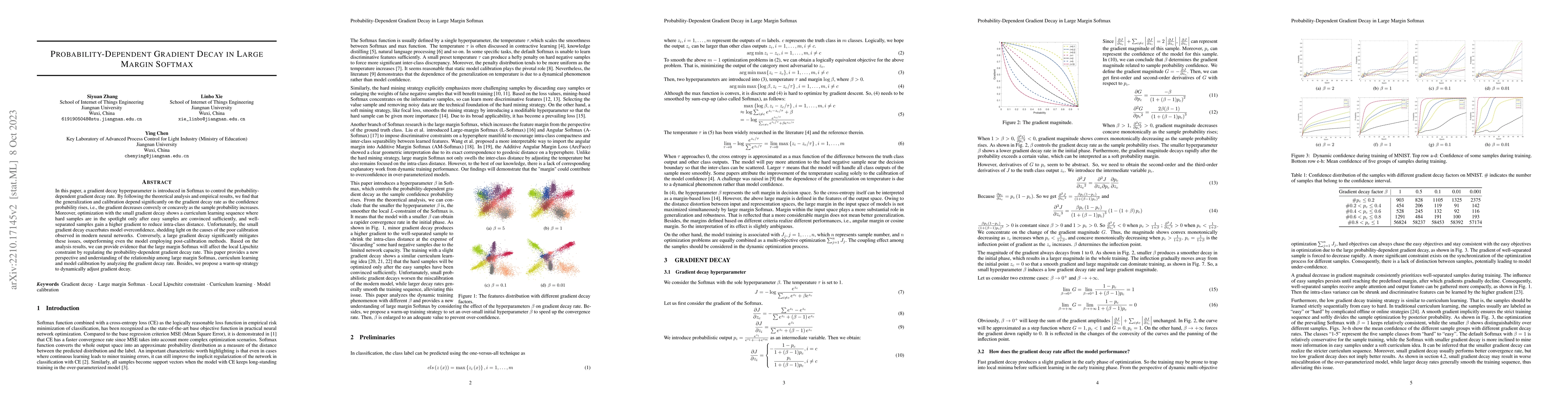 Thumbnail for Probability-Dependent Gradient Decay in Large Margin Softmax