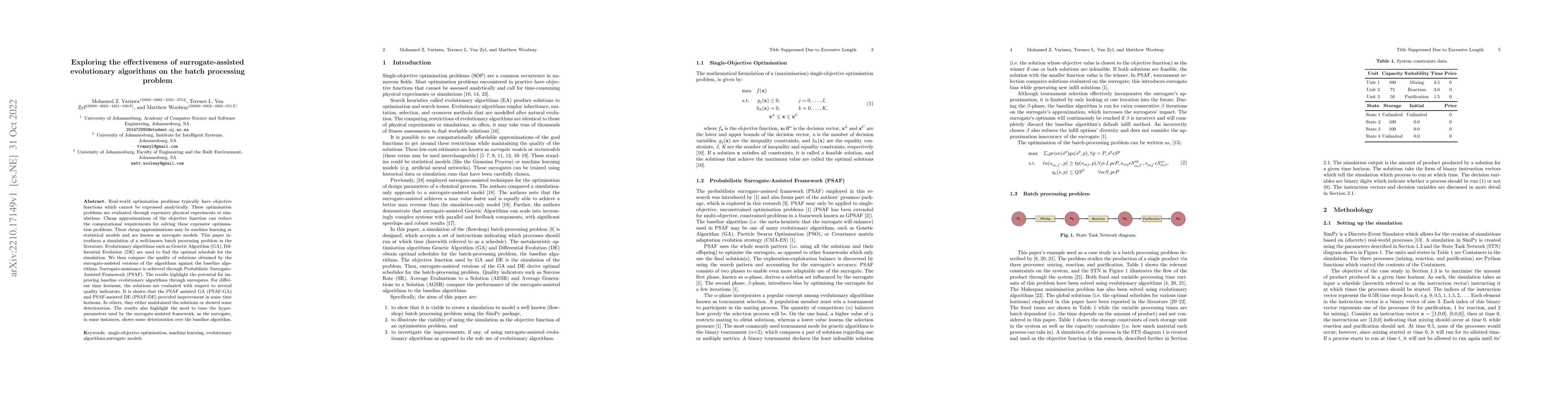Thumbnail for Exploring the effectiveness of surrogate-assisted evolutionary
  algorithms on the batch processing problem