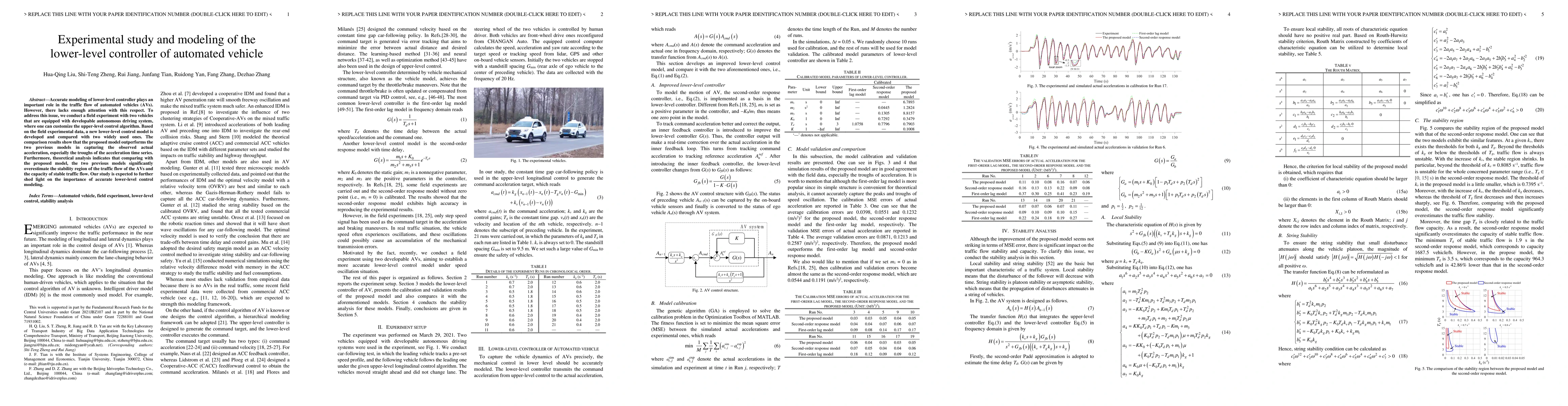 Thumbnail for Experimental study and modeling of the lower-level controller of
  automated vehicle