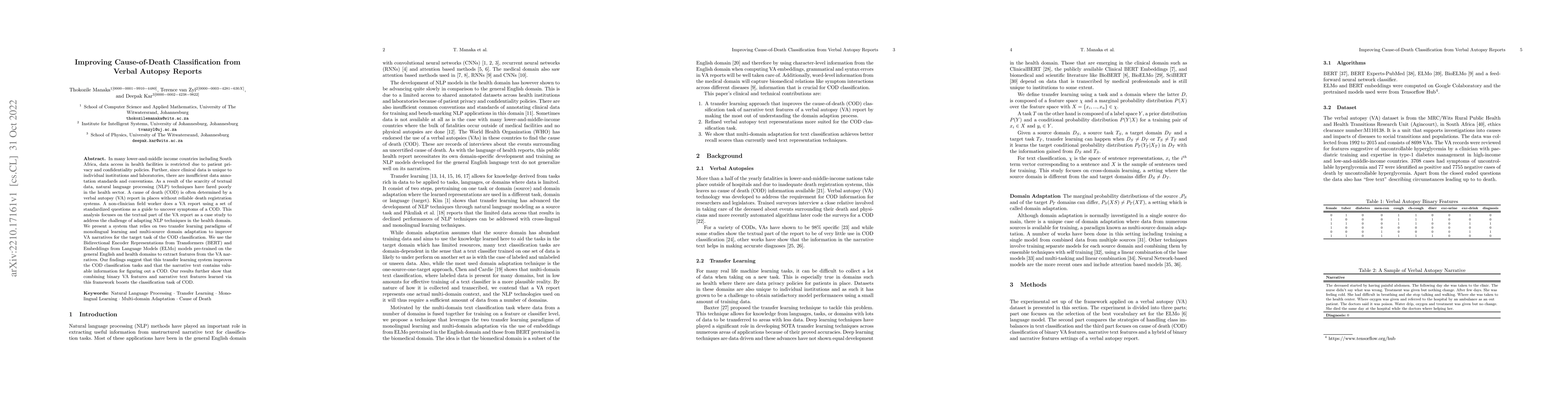 Thumbnail for Improving Cause-of-Death Classification from Verbal Autopsy Reports