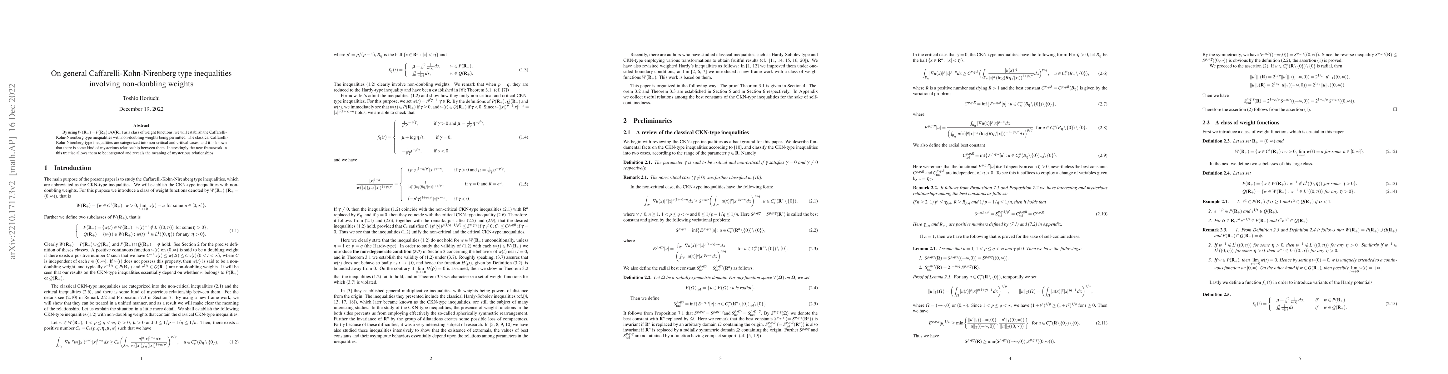 Thumbnail for On general Caffarelli-Kohn-Nirenberg type inequalities involving
  non-doubling weights