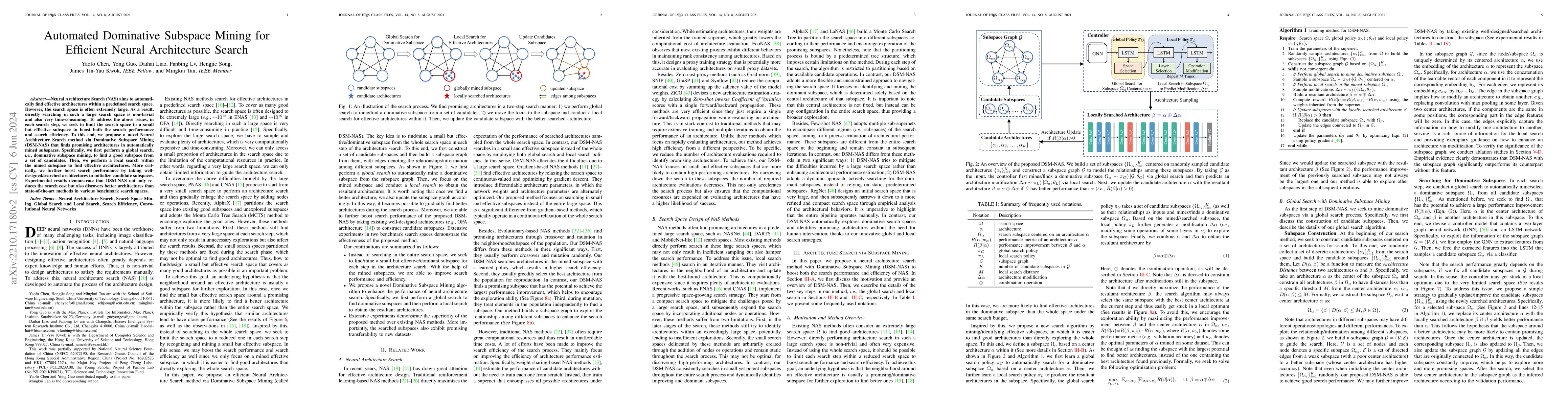 Thumbnail for Automated Dominative Subspace Mining for Efficient Neural Architecture
  Search