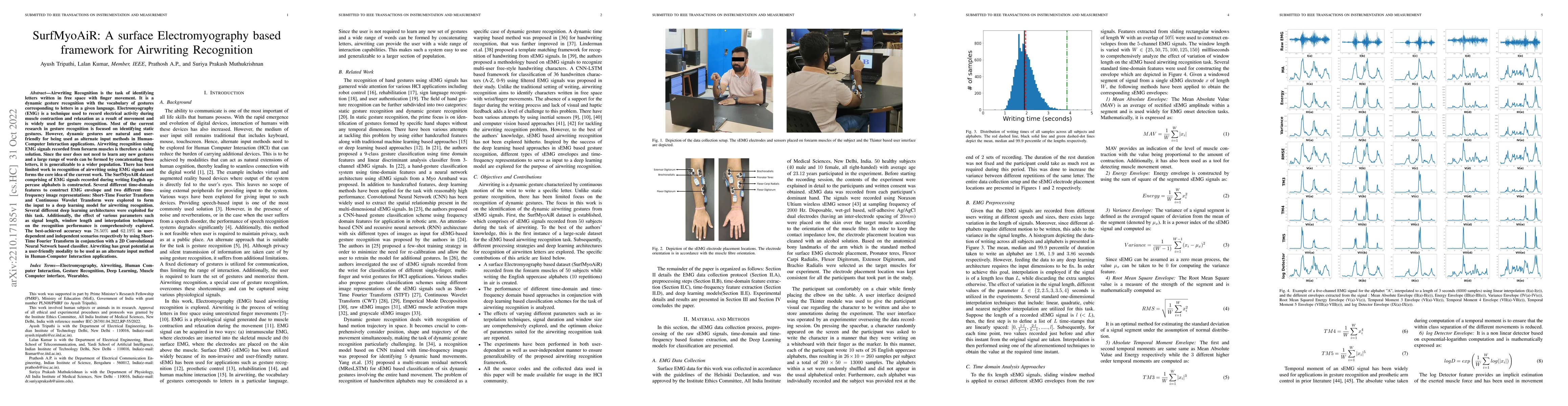 Thumbnail for SurfMyoAiR: A surface Electromyography based framework for Airwriting
  Recognition
