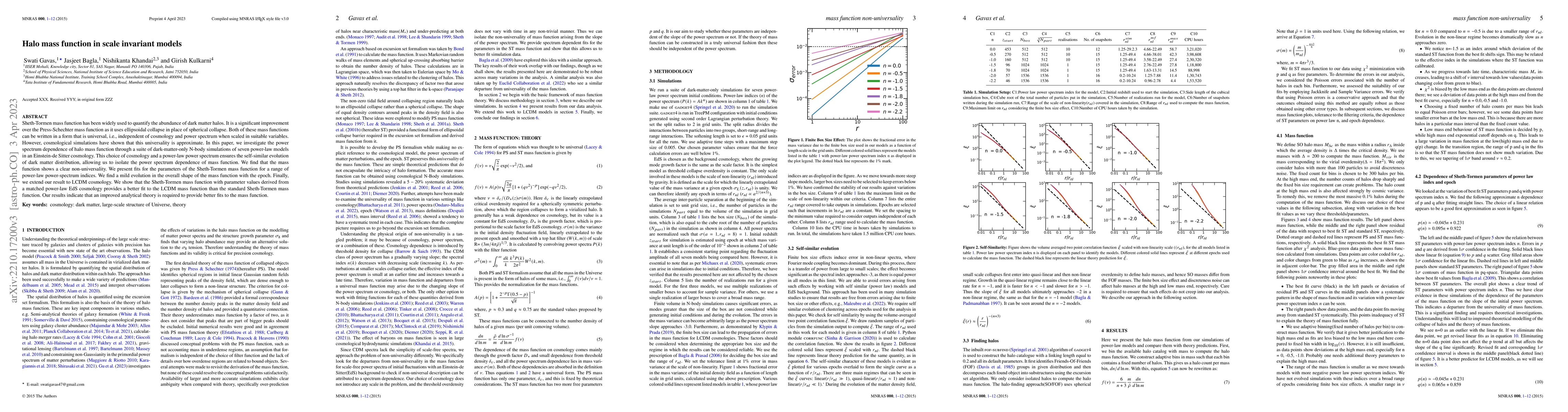 Thumbnail for Halo mass function in scale invariant models