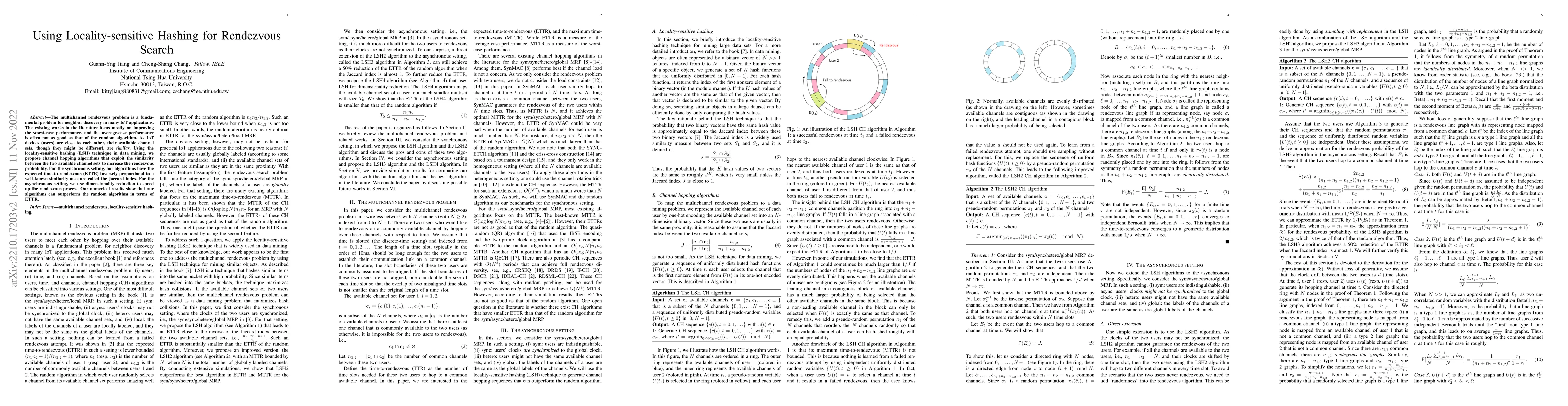 Thumbnail for Using Locality-sensitive Hashing for Rendezvous Search
