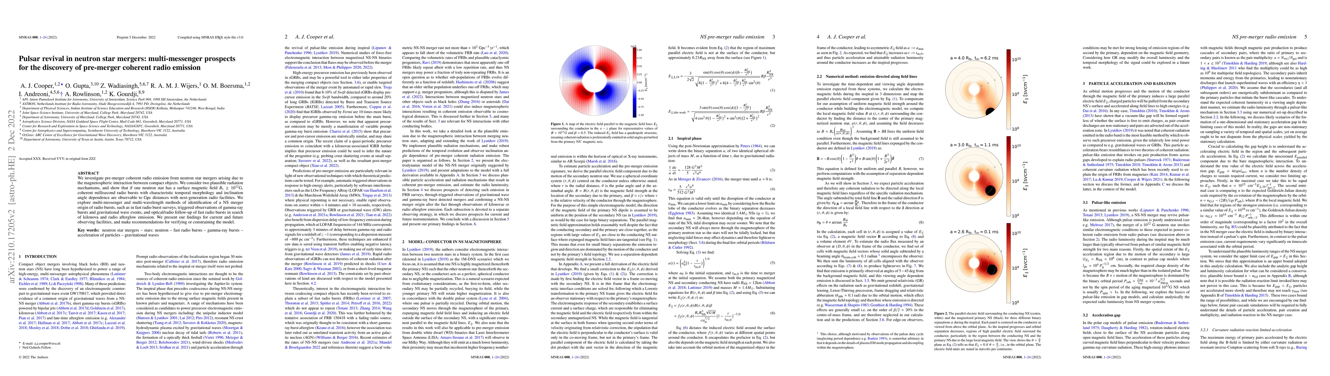 Thumbnail for Pulsar revival in neutron star mergers: multi-messenger prospects for
  the discovery of pre-merger coherent radio emission