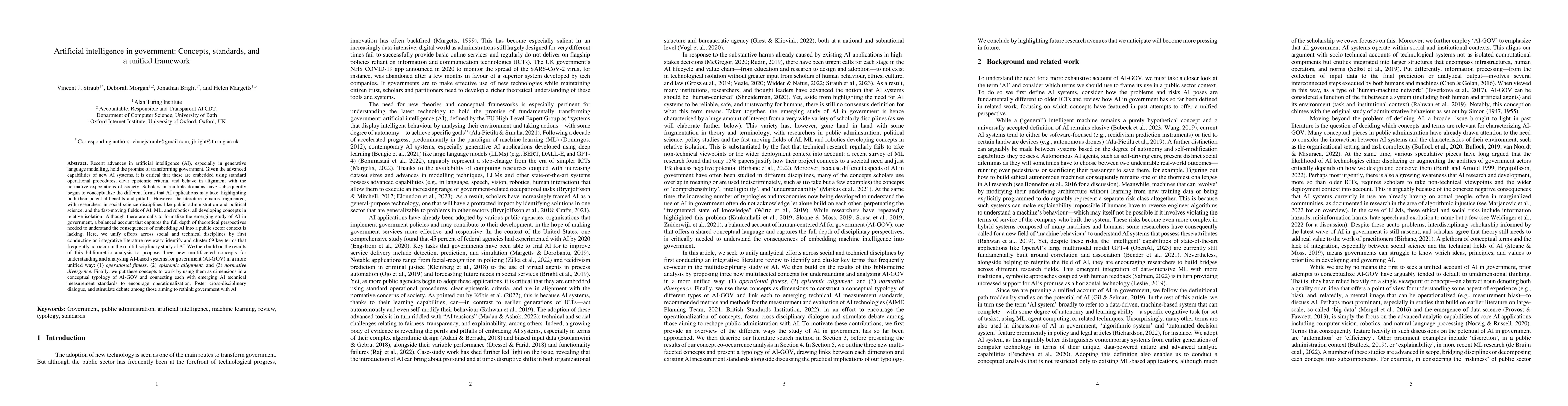 Thumbnail for Artificial intelligence in government: Concepts, standards, and a
  unified framework