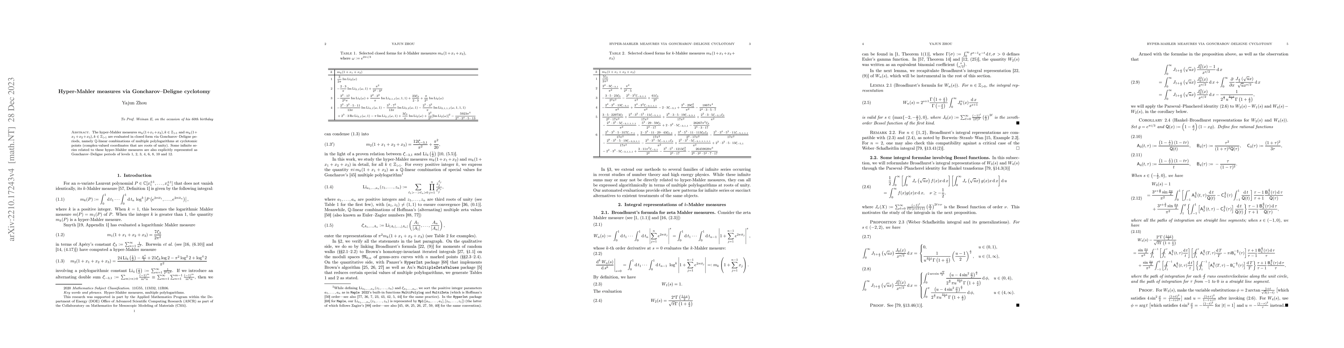 Thumbnail for Hyper-Mahler measures via Goncharov-Deligne cyclotomy