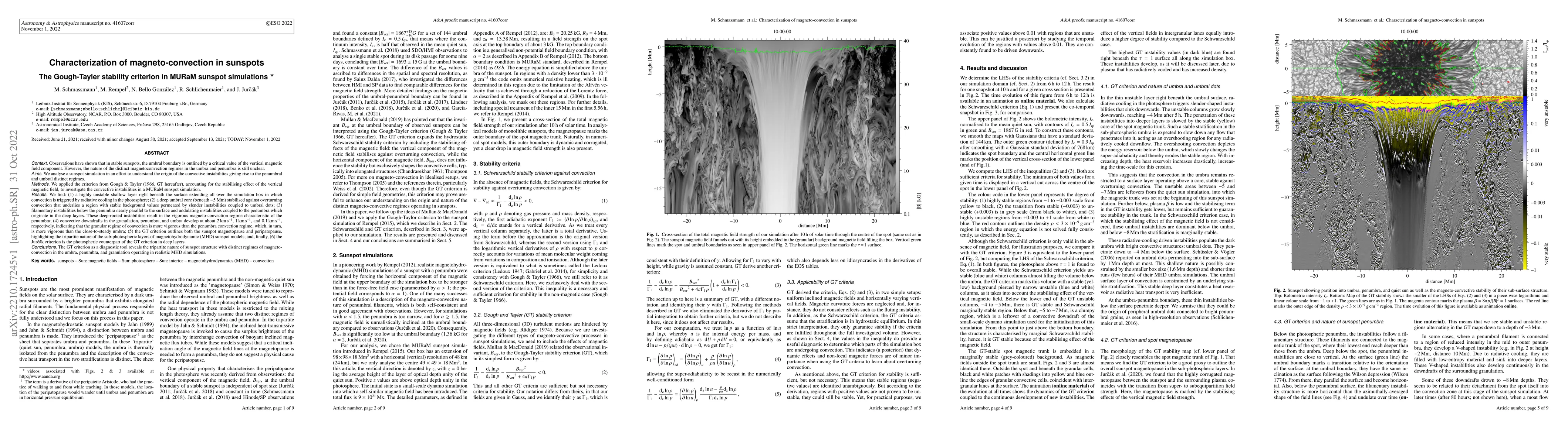 Thumbnail for Characterization of magneto-convection in sunspots -- The Gough & Tayler
  stability criterion in MURaM sunspot simulations