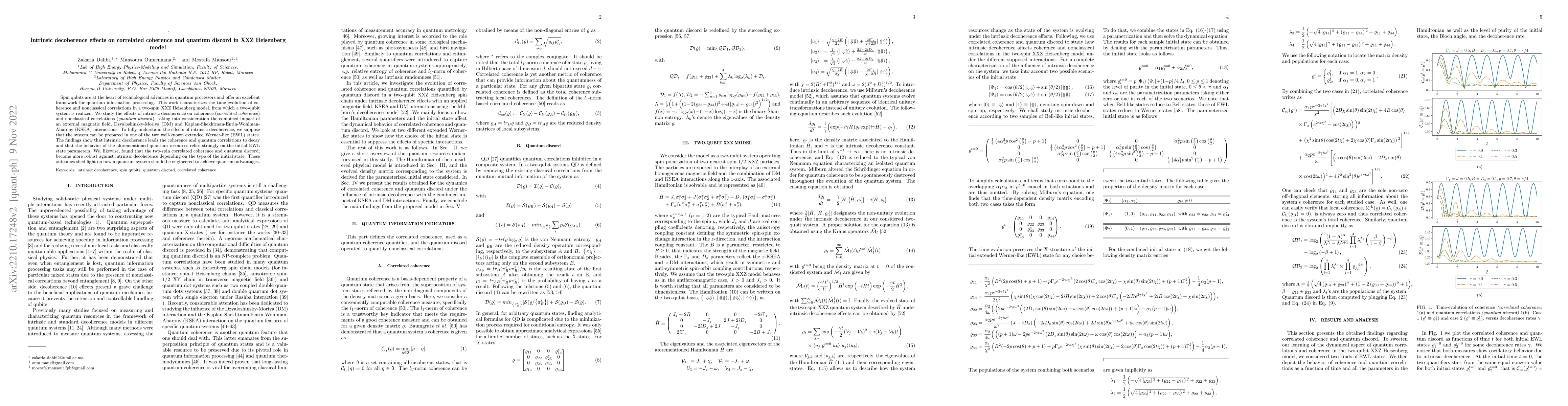 Thumbnail for Intrinsic decoherence effects on correlated coherence and quantum
  discord in XXZ Heisenberg model