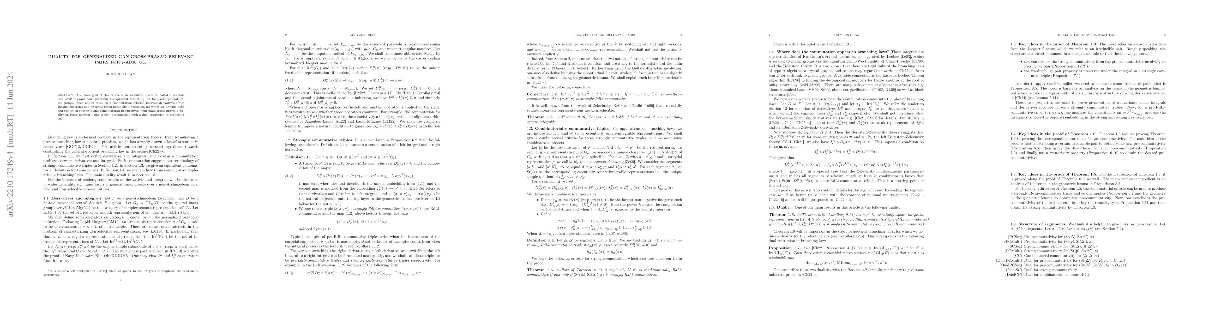Thumbnail for Duality for generalized Gan-Gross-Prasad relevant pairs for $p$-adic
  $\mathrm{GL}_n$