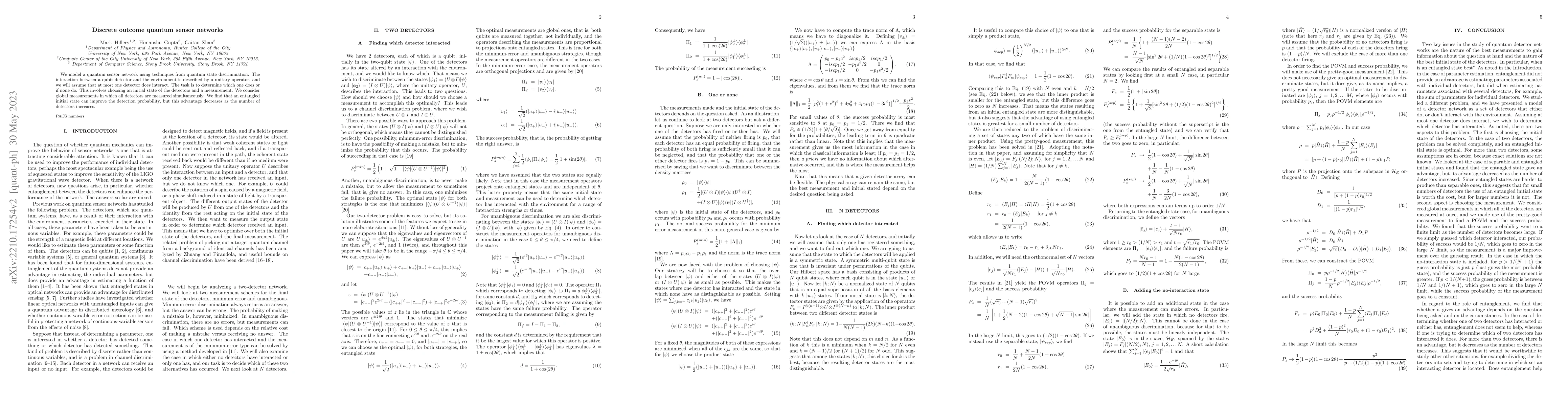 Thumbnail for Discrete outcome quantum sensor networks