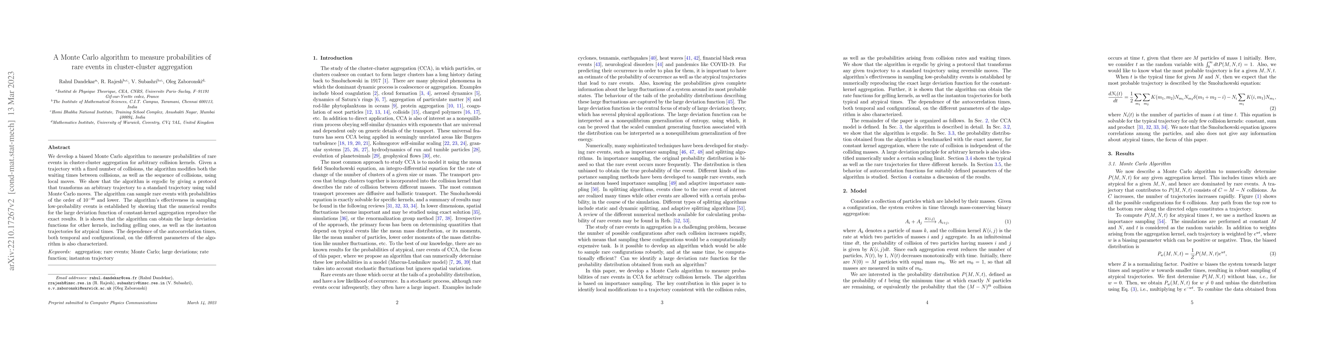 Thumbnail for A Monte Carlo algorithm to measure probabilities of rare events in
  cluster-cluster aggregation