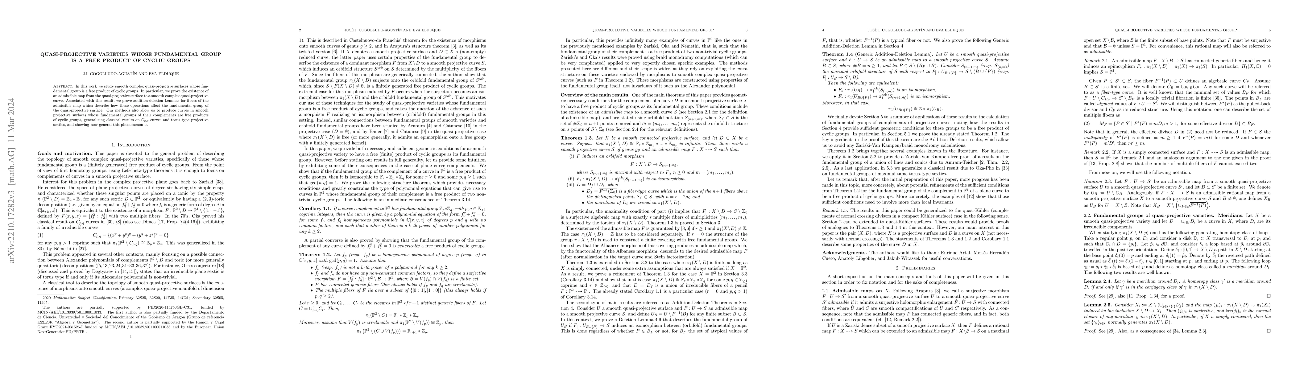 Thumbnail for Quasi-projective varieties whose fundamental group is a free product of
  cyclic groups