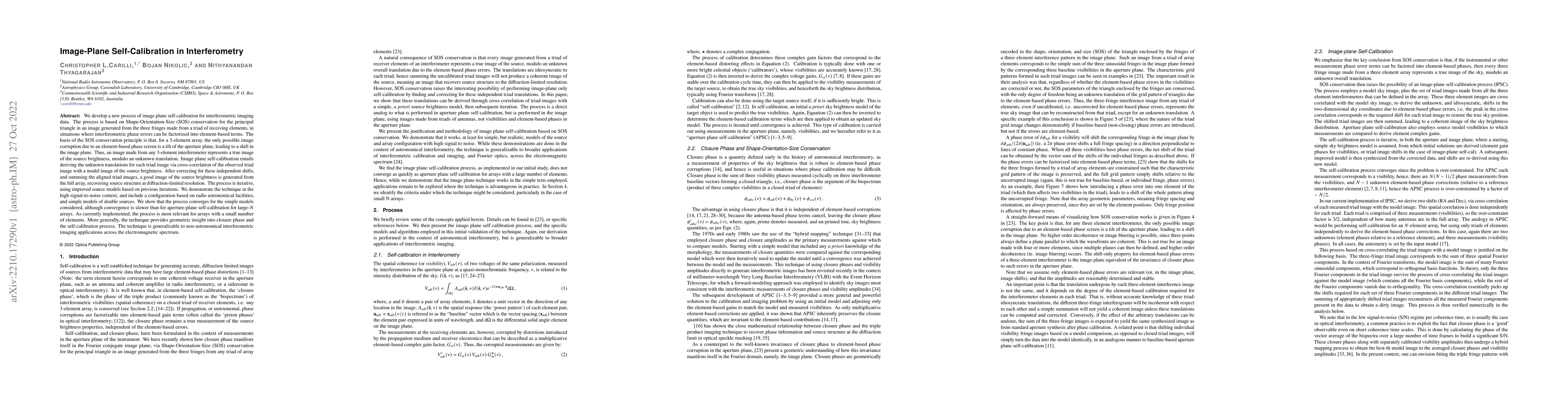Thumbnail for Image-Plane Self-Calibration in Interferometry