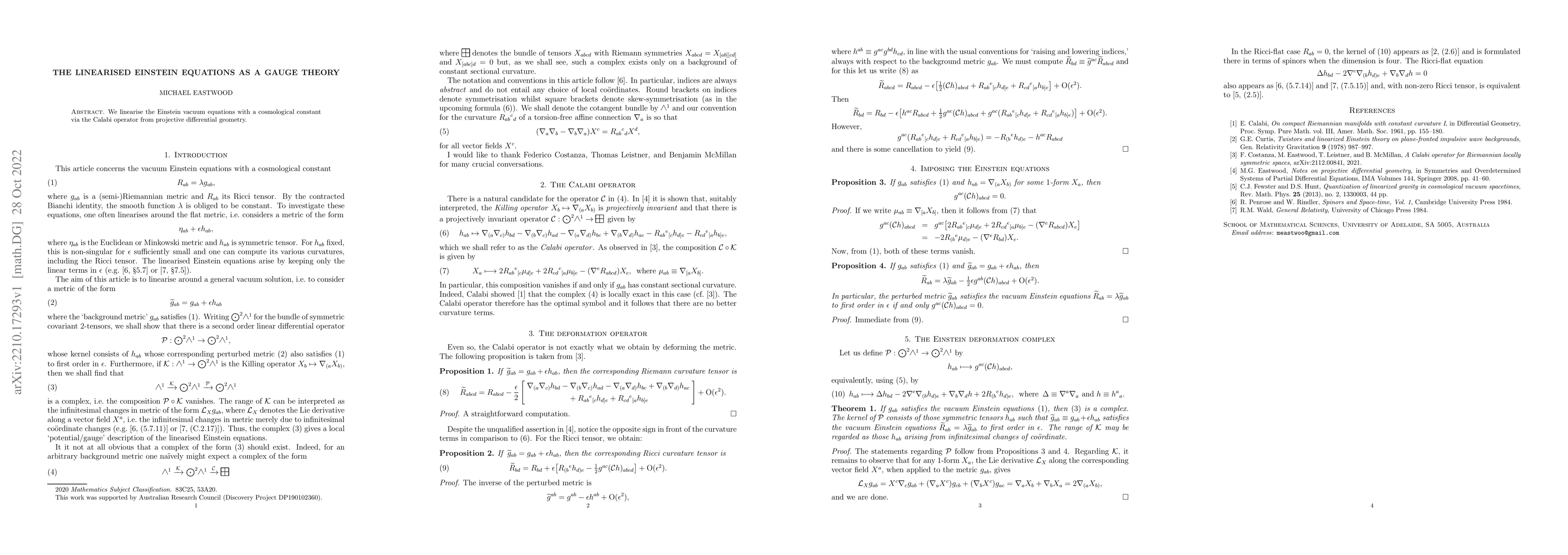 Thumbnail for The linearised Einstein equations as a gauge theory